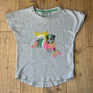 Mini Boden Gray Superdog Appliqué Shirt size 5-6